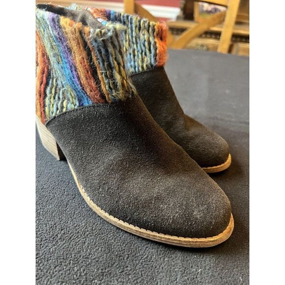Toms Leila Suede/Yarn Ankle Booties Women's Size 7 Boho Native Multicolor - Picture 2 of 4